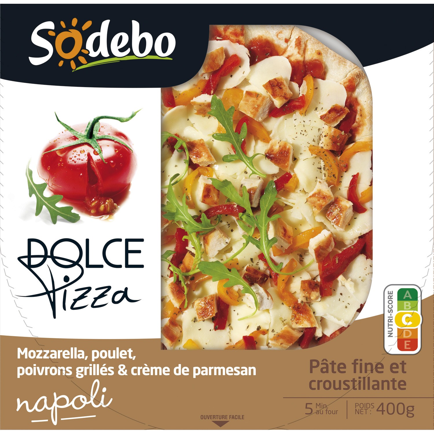 Pizza Dolce napoli (Mozzarella, poulet, poivrons grillés & parmesan)